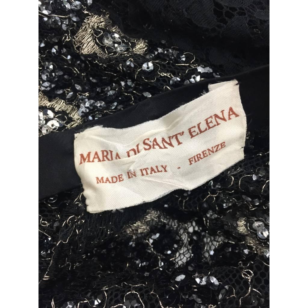 Rare 1980s Maria di Sant’Elena – Firenze, Black Lace and Sequined Gathered Skirt For Sale 5