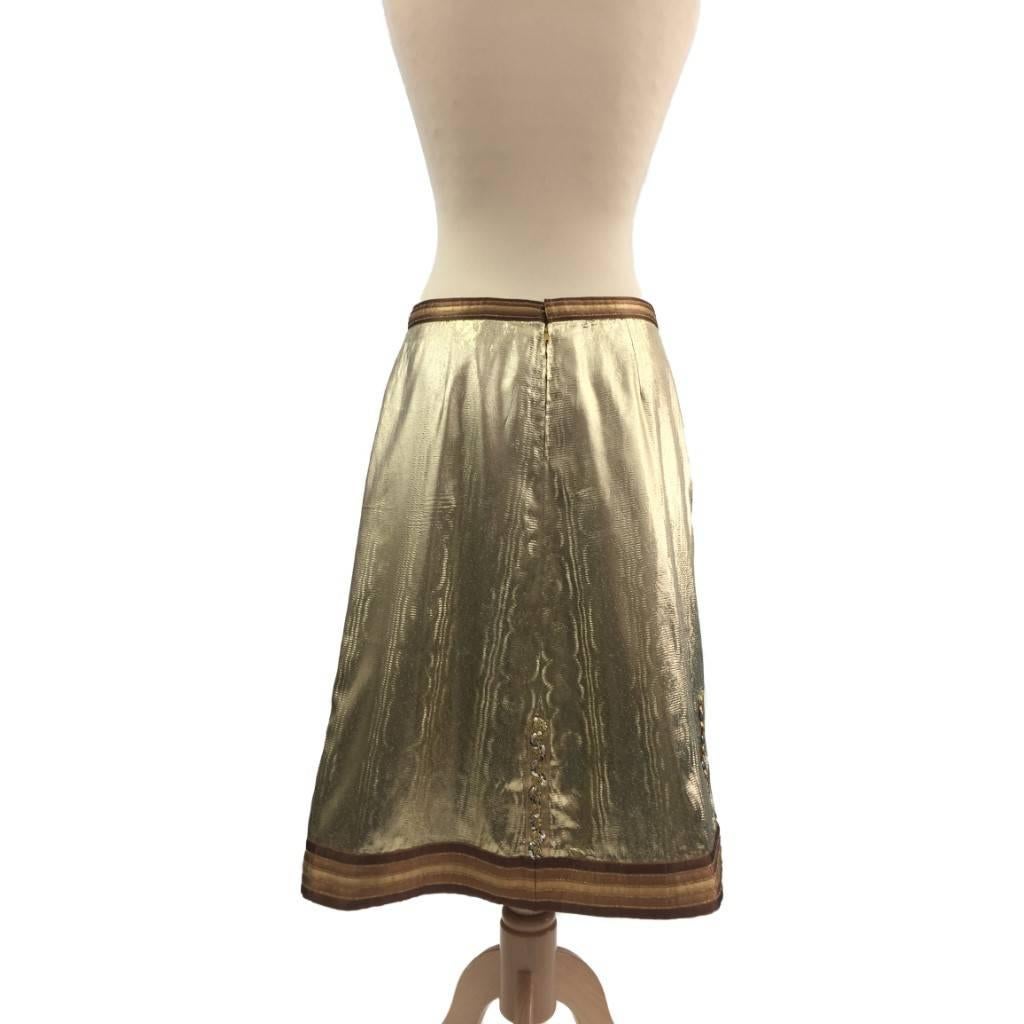 Brown Rare 1960s Maria di Sant’Elena – Firenze, Gold Lame Skirt & Embellishments  For Sale