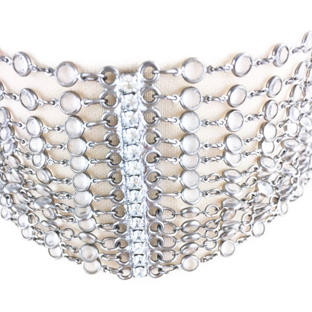 Late 1990s  Butler&Wilson Crystal 12 Strand Choker Necklace with Diamanté Spacer In Excellent Condition For Sale In London, GB