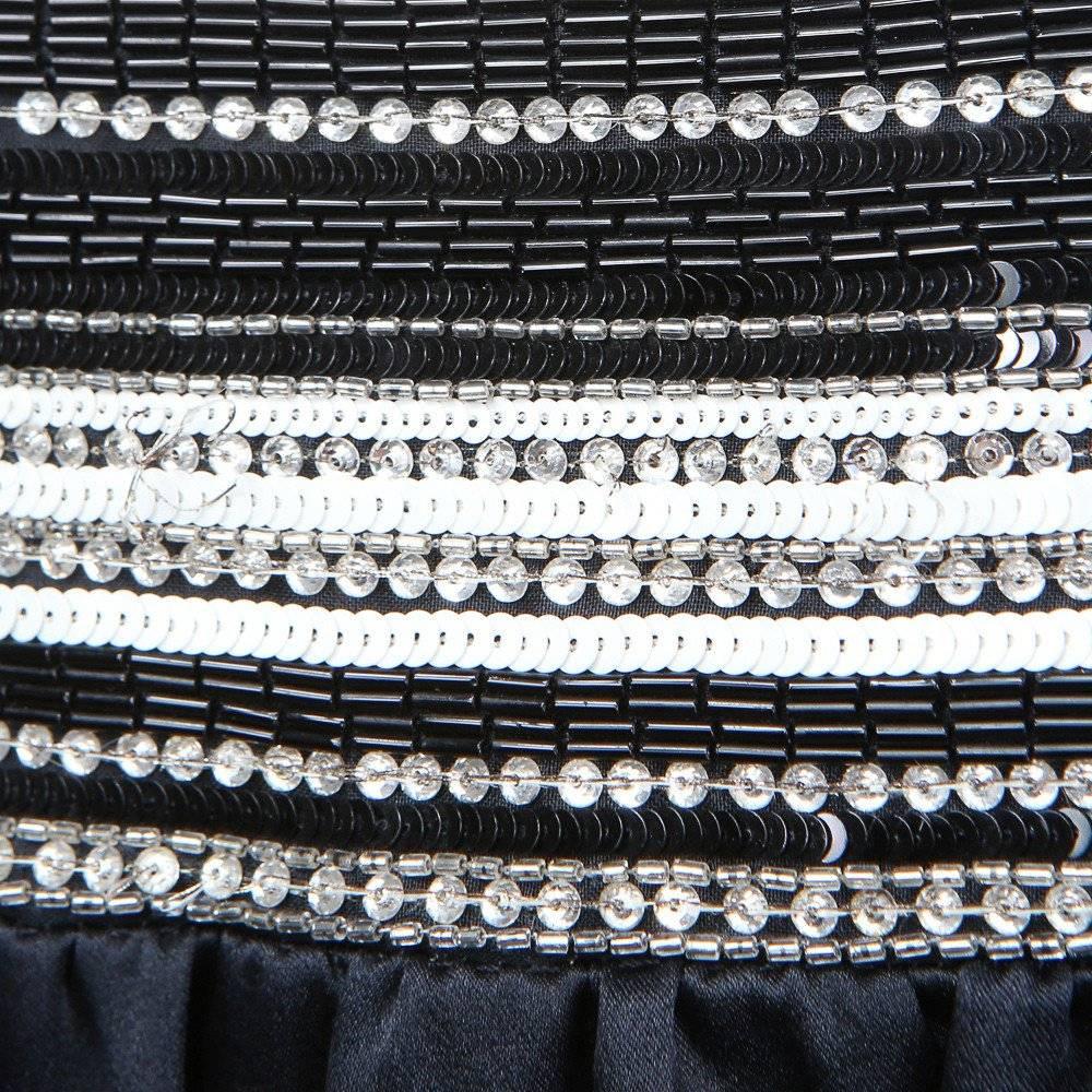 Black Yves Saint Laurent Haute Couture Beaded Sequin Dress 1980s