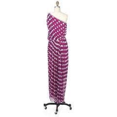 Galanos Sequin Beaded Polka Dot Chiffon Gown 1980s