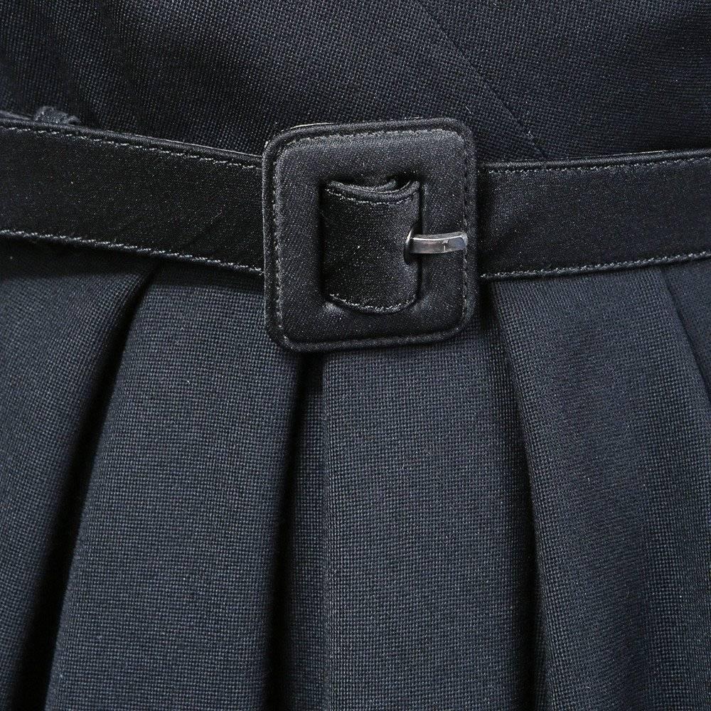 Black Yves Saint Laurent Long Sleeve Lapeled Dress 1980s