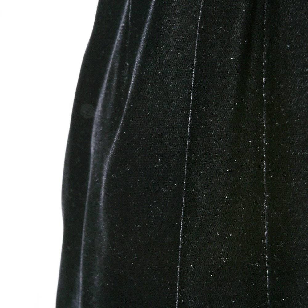 Black Yves Saint Laurent Haut Couture Velvet Dress circa 1980s