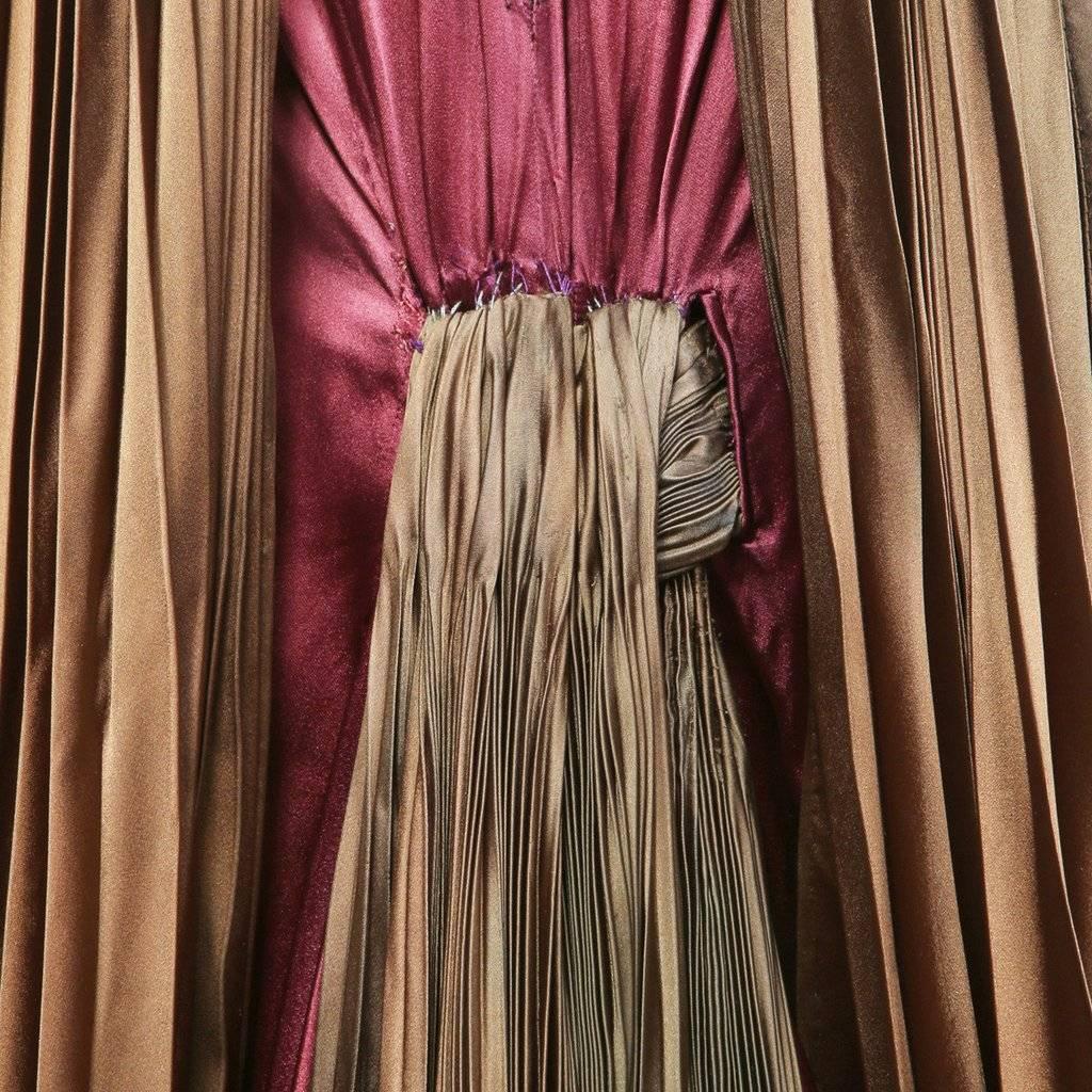 Pink Jean Dessès Satin Strapless Gown with Pleated Train 1947
