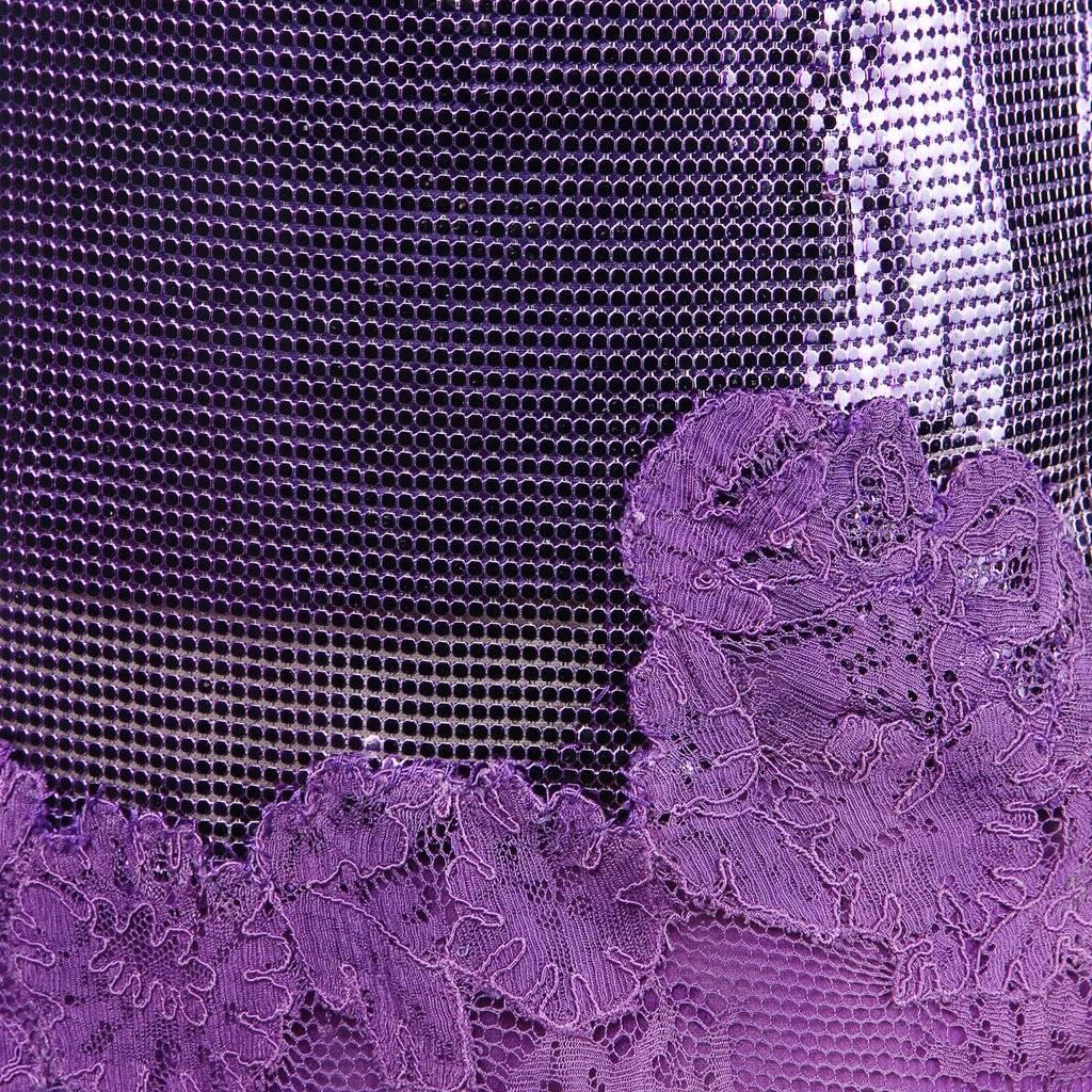 Versace Atelier Purple Lace and Metal Gown circa 1980s In Good Condition In Los Angeles, CA