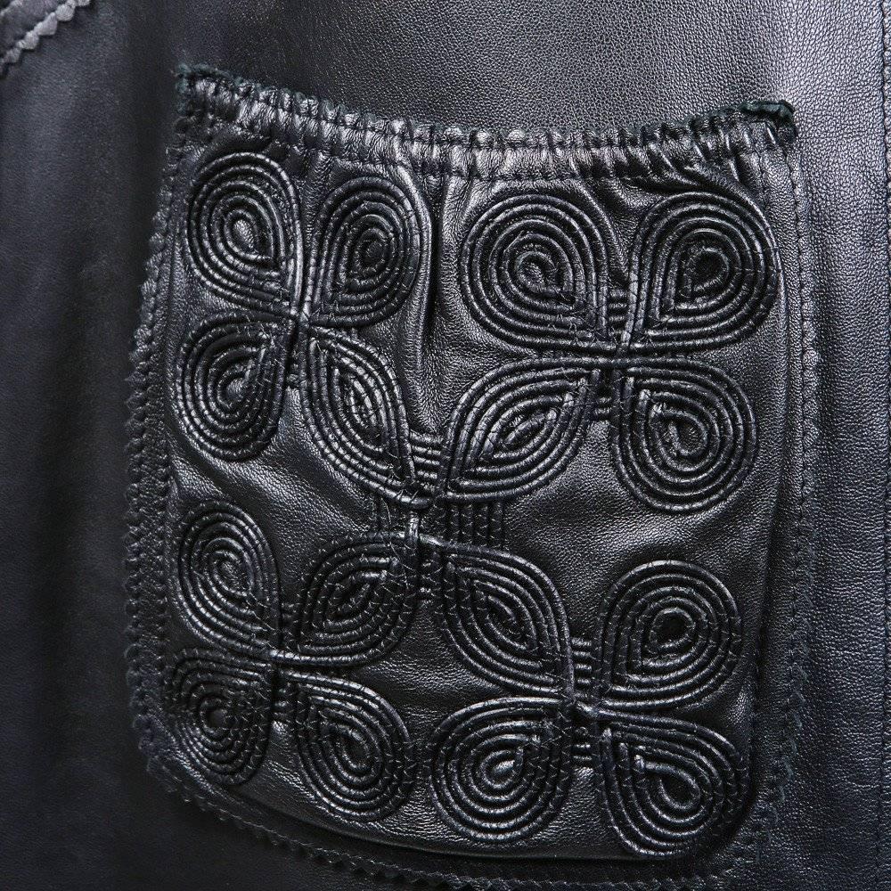 Black Jean Paul Gaultier Lace Up Leather Dress circa 1980s