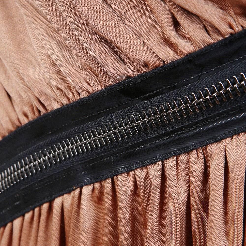 Brown Jean Paul Gaultier Strapless Gathered Zipper Dress circa 1980s