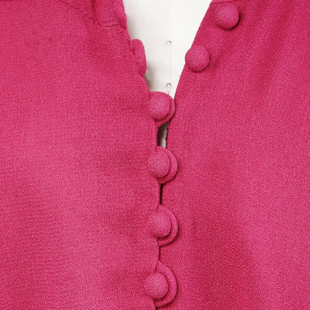 Red Ossie Clark Long Sleeve Crepe Dress circa 1970s