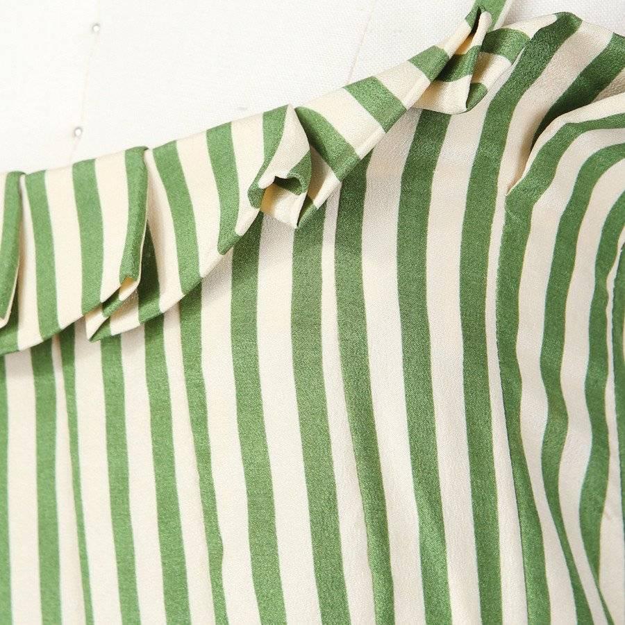 Beige Galanos Vertical Stripe Pleated Dress circa 1960s