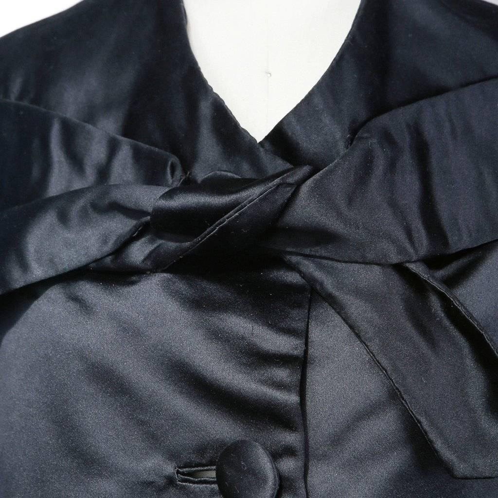 Black Simonetta Roma Oversized Silk Satin Evening Coat circa 1950s