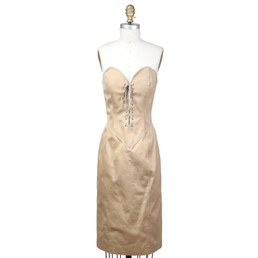 Beige Patrick Kelly Corset Dress With Jacket circa 1980s