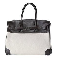 Hermes Leather and Canvas Square 30cm Birkin from 2005