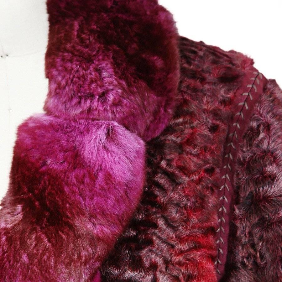 purple coat with fur collar