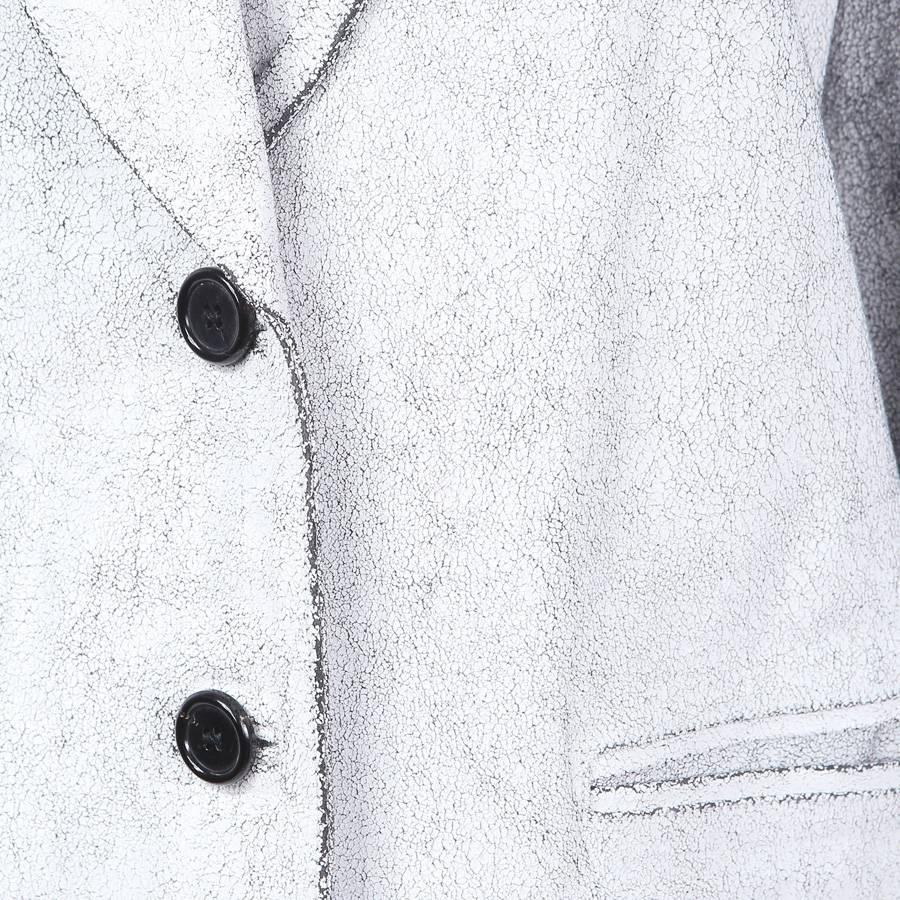Gray Ann Demeulemeester Crackled Leather Coat, Modern