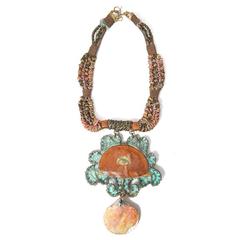 Alex and Lee "Peace and Love" Shell Pendant Necklace circa 1970s
