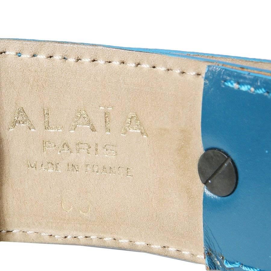 Alaia Blue Leather Belt circa 1980s In Excellent Condition In Los Angeles, CA