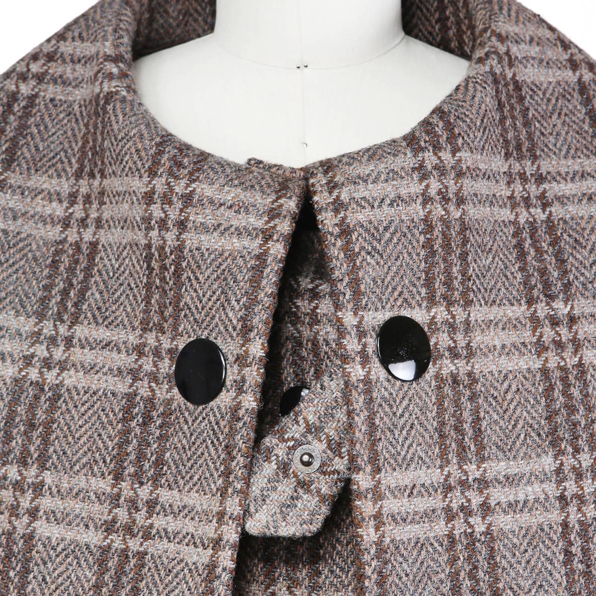 Gray Pierre Cardin Plaid Wool Coat circa 1960s