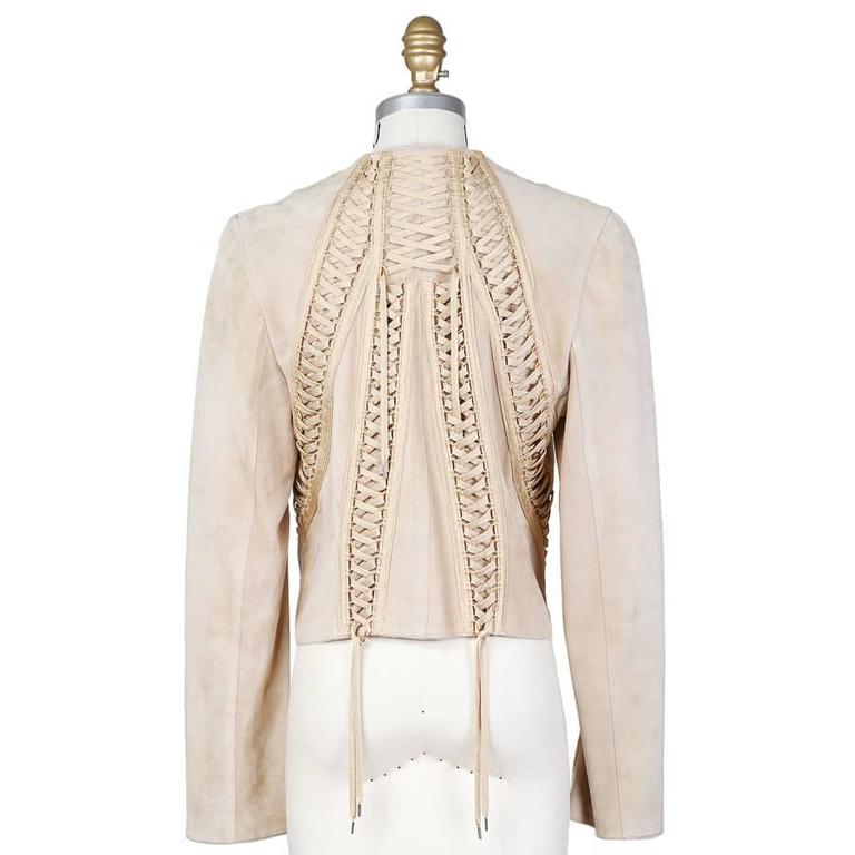 Galliano for Dior Suede Corset Lace Up Jacket circa late 1990s at