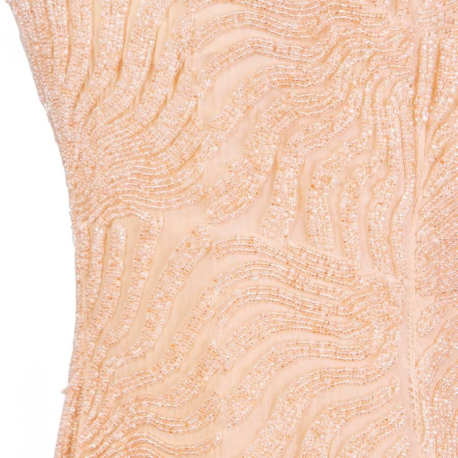 Beige Todd Oldham Beaded Cocktail Dress