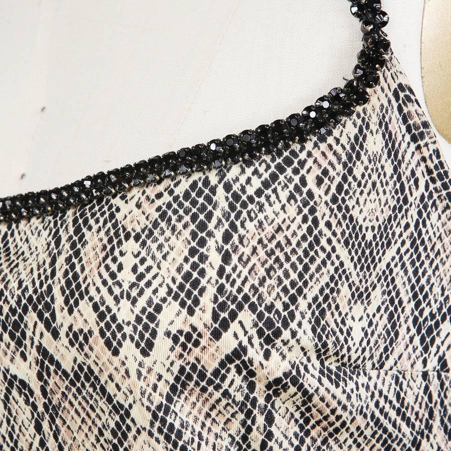 Gray Todd Oldham Python Print Silk Jersey Dress with Beaded Straps, Spring 1995