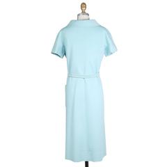 Norman Norell Pastel Blue Wool Shift Dress circa 1960s