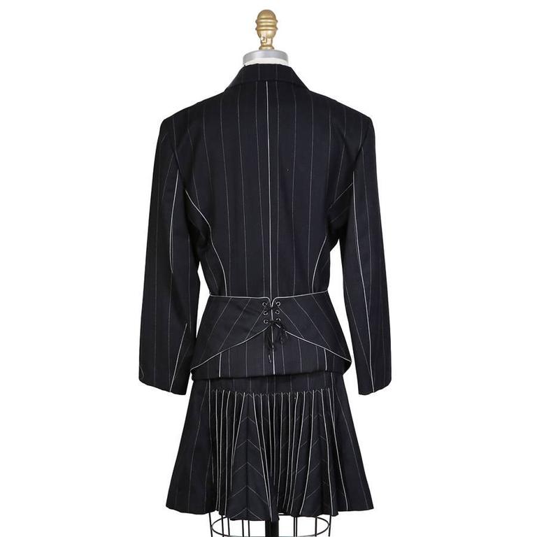 Alaia Pin Stripe Skirt Suit with Back Details circa 1990s/2000s For ...