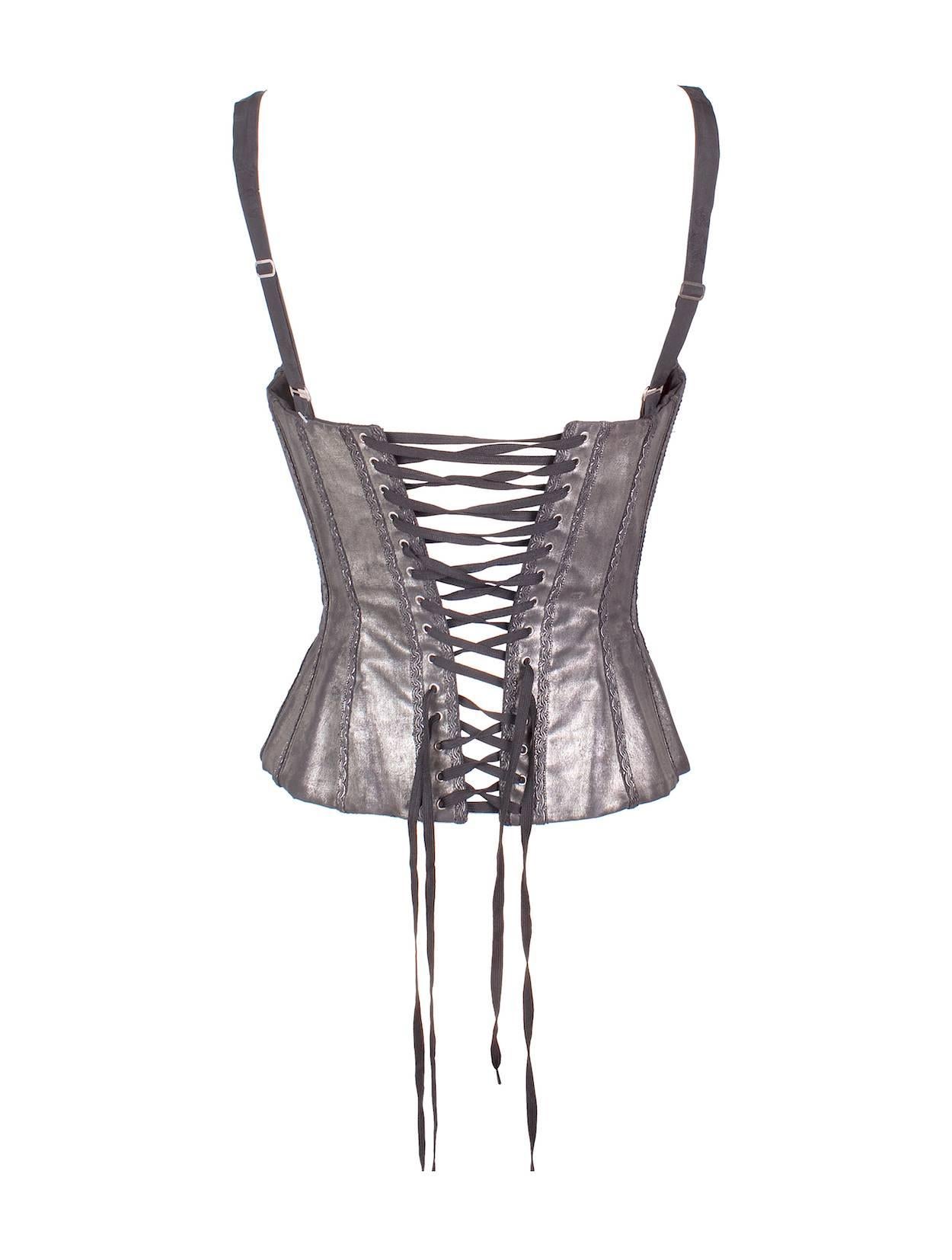 Gray Jean Paul Gaultier Metallic Corset Vest circa 1990s