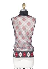 Jean Paul Gaultier Argyle Mesh Vest with Wool Turtleneck Collar