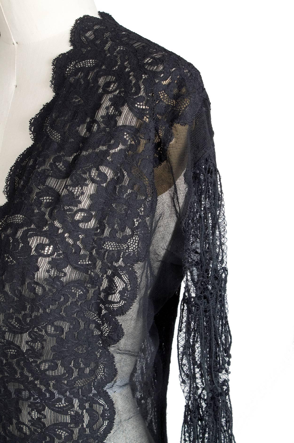 Black Jean Paul Gaultier Long Sleeve Lace Dress circa 1990s