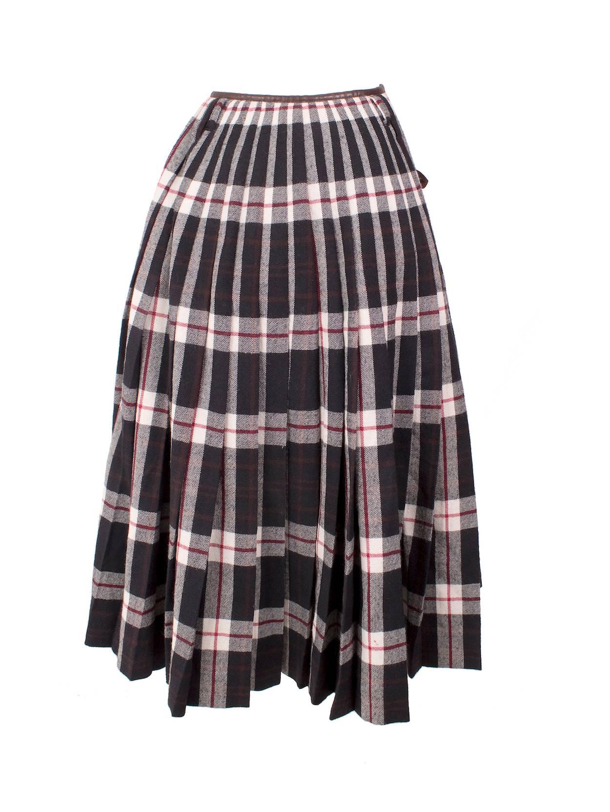 Black Jean Paul Gaultier Plaid Kilt circa 1990s