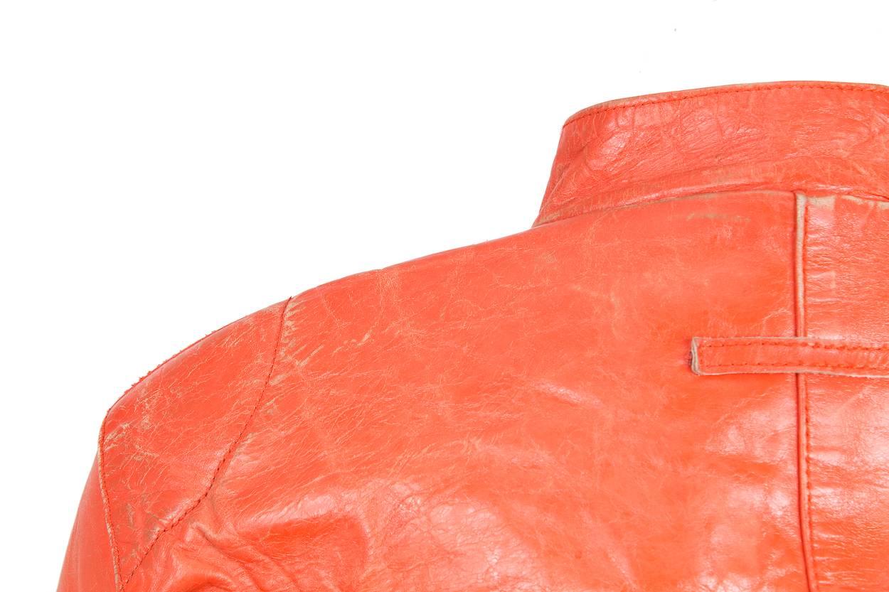 Orange Jean Paul Gaultier Leather Moto Corset and Sleeves circa 1990s