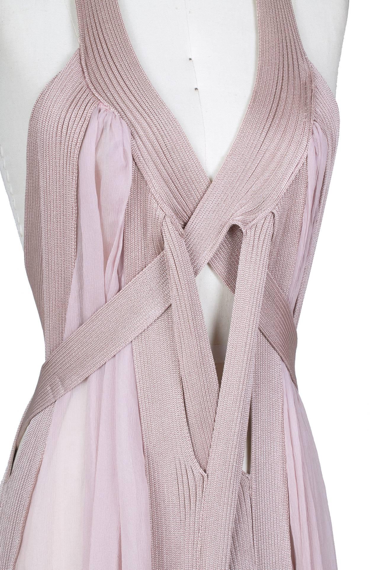 Gray Jean Paul Gaultier Chiffon and Knit Multi Strap Dress