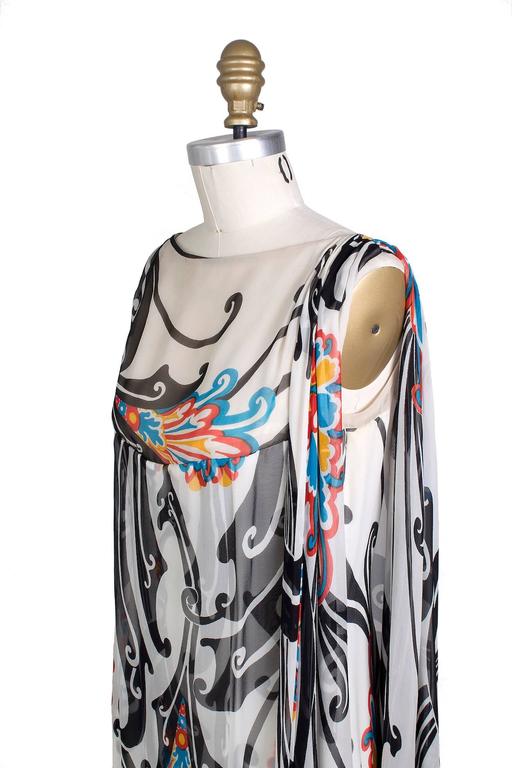 Gray Malcolm Starr Dress with Sleeveless Caftan circa 1960s For Sale
