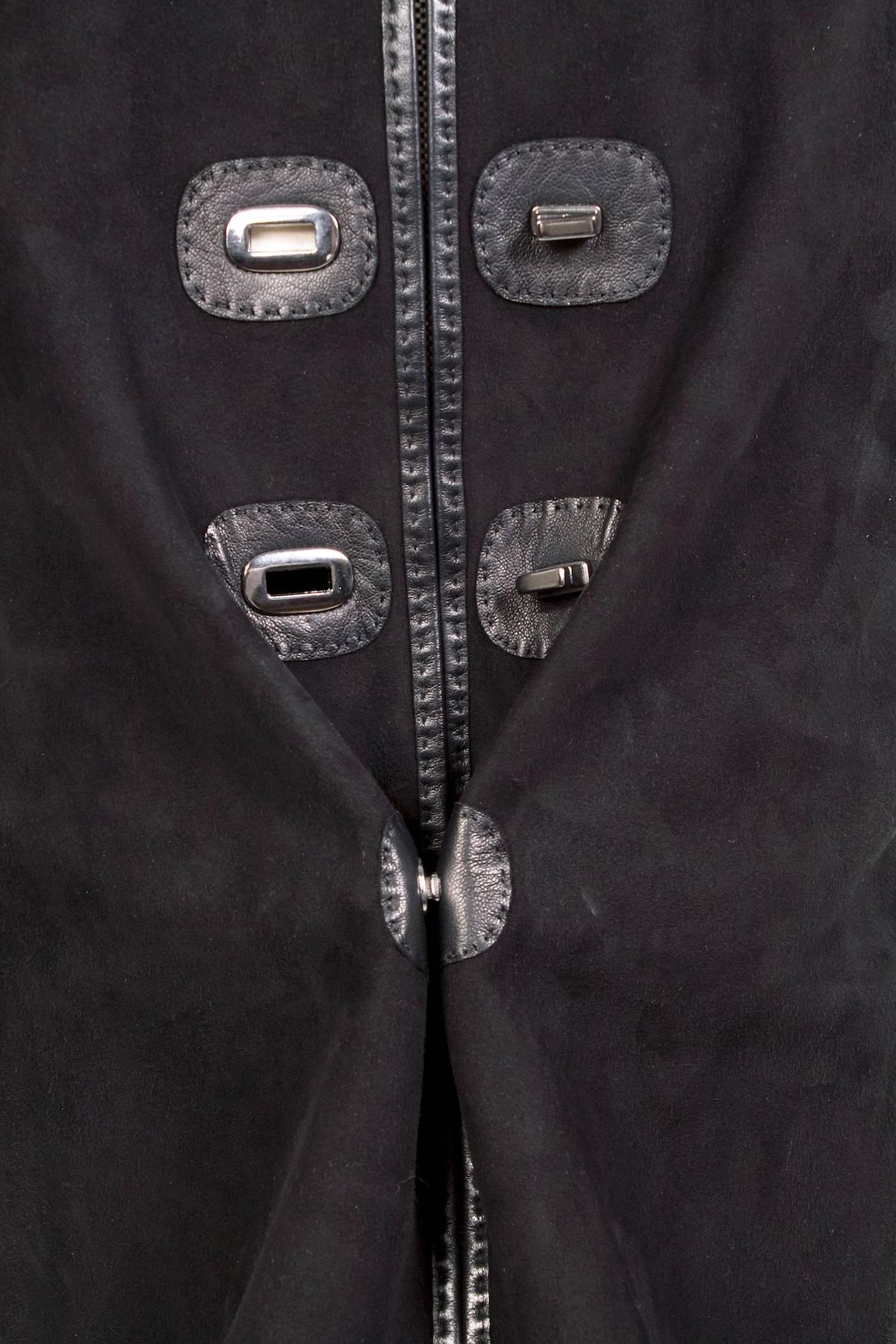 Women's or Men's Jean Paul Gaultier Suede Skirt With Twist Lock Closures and Zipper circa 1990s