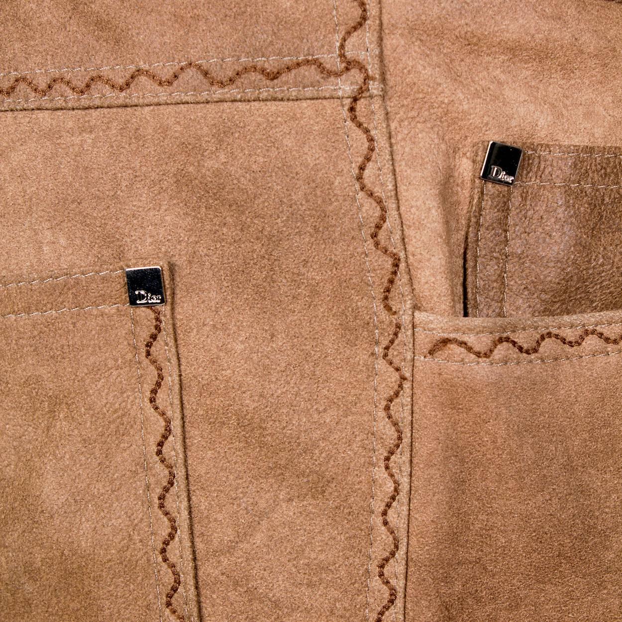 John Galliano for Christian Dior Suede Cowboy Pants circa early 2000s In Excellent Condition In Los Angeles, CA