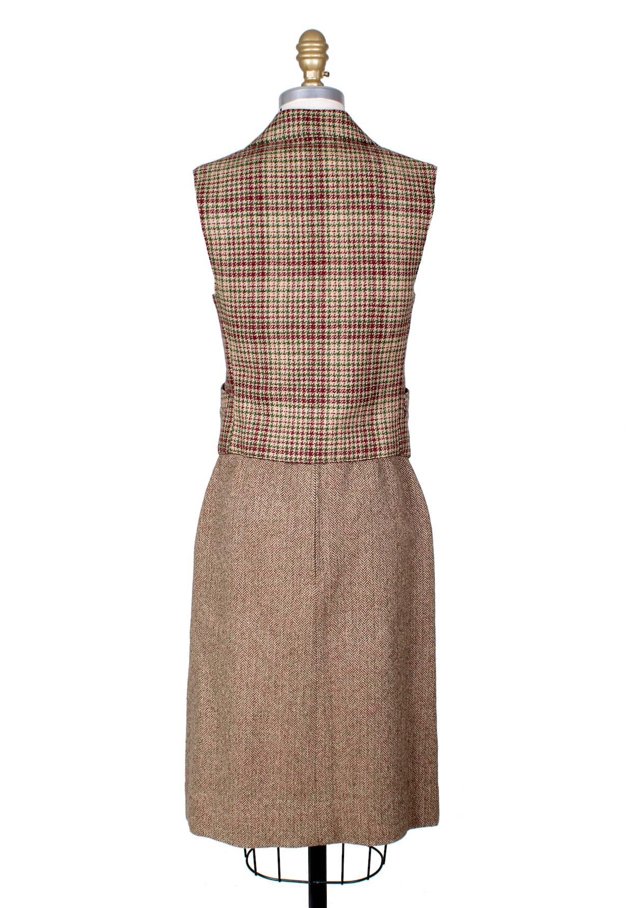 Brown Jean Patou 3 Piece Wool Tweed Skirt Suit circa 1950s