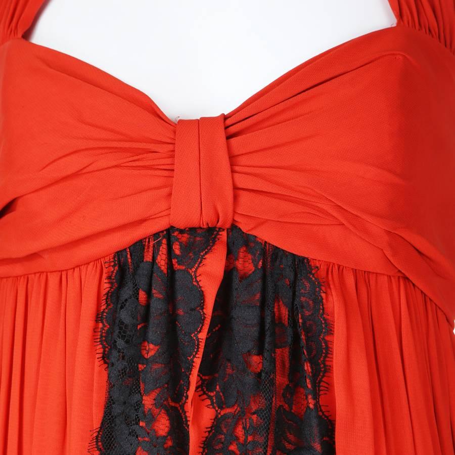 Red Christian Lacroix Halter Jumpsuit with Drape circa 1990s For Sale