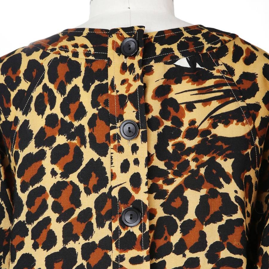 Black Saint Laurent Rive Gauche Leopard Print Dress