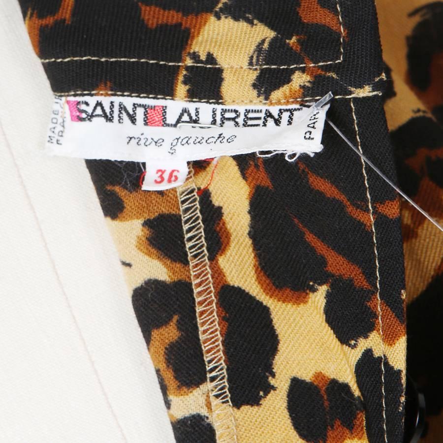 Saint Laurent Rive Gauche Leopard Print Dress In Good Condition In Los Angeles, CA