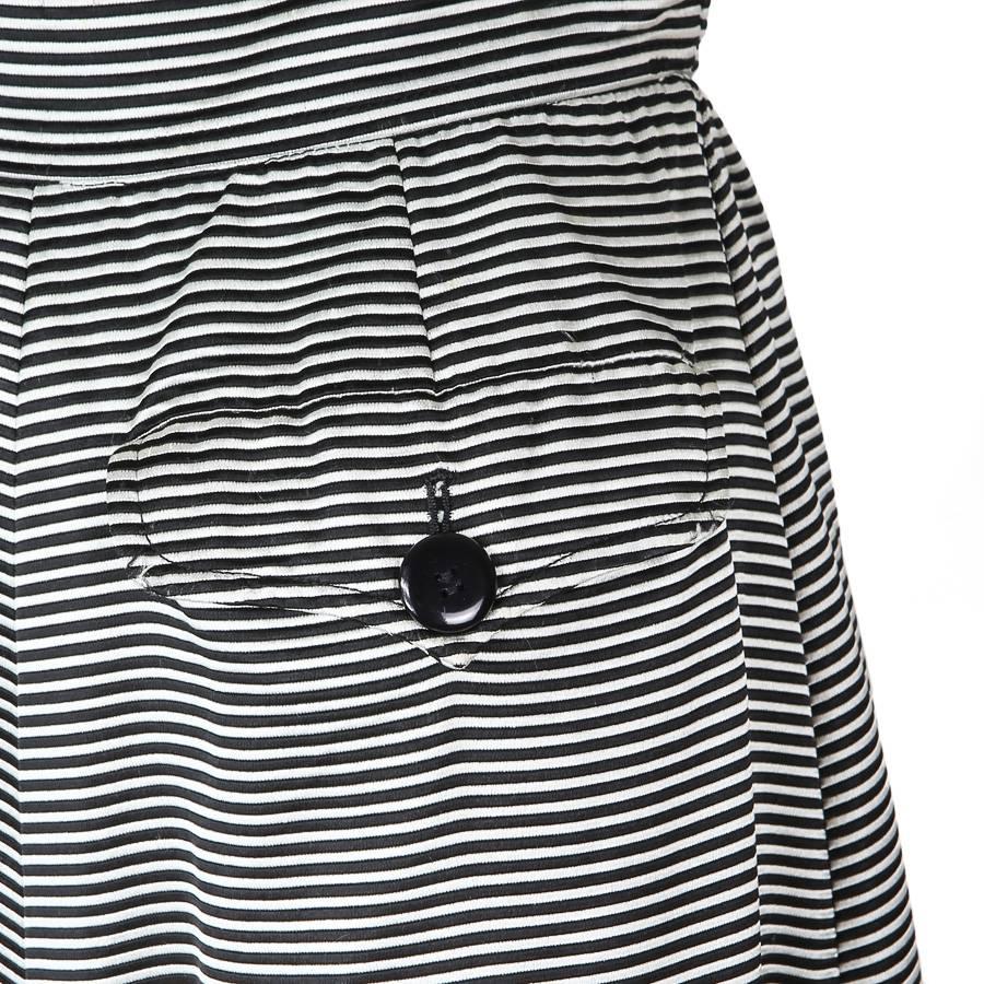 Black Saint Laurent Rive Gauche Striped Skirt with Back Pockets