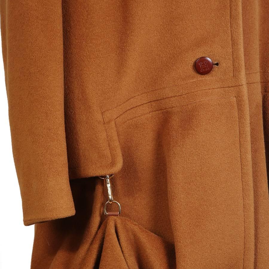 Brown Hermes Tan Cashmere Coat with Hook Drape