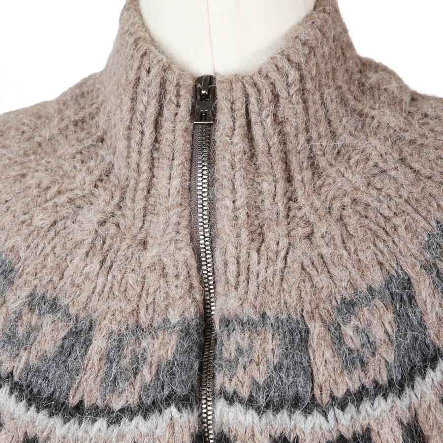 Beige Jean Paul Gaultier for Hermes Alpaca Bomber Zip Up Sweater