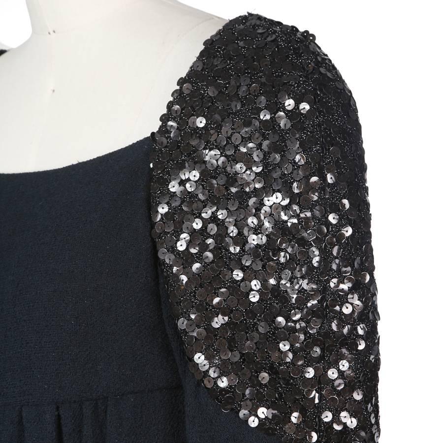 Black Chanel Sequined Sleeve Dress