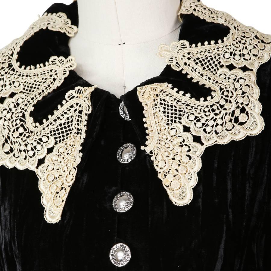 Black Anna Sui Velvet and Lace Jacket circa 1990s