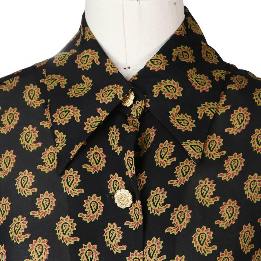 Black Todd Oldham Silk Shirt with Print from the 1990s