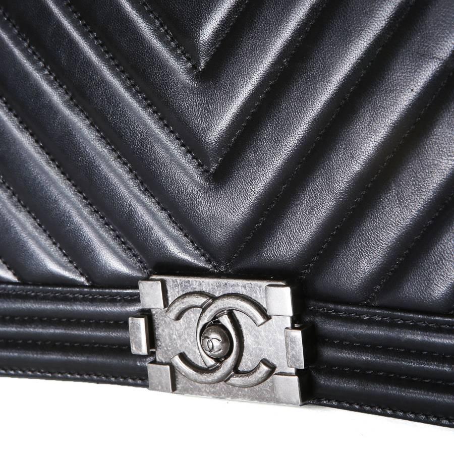 chanel chevron boy bag