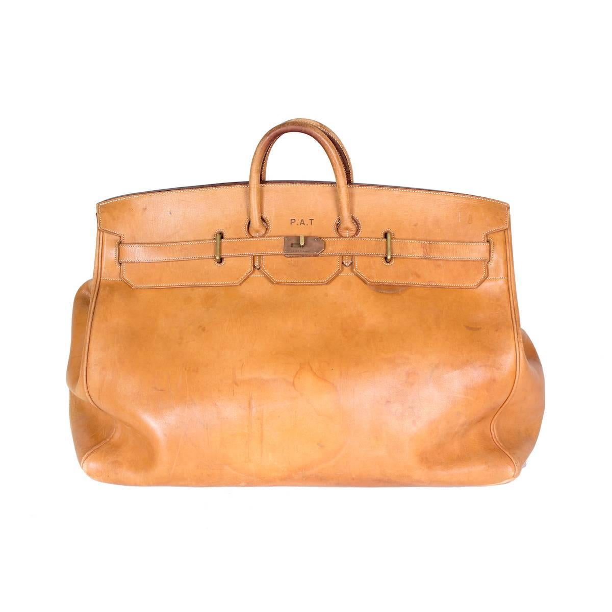 Hermes HAC 60cm Travel Birkin in Vache Naturelle