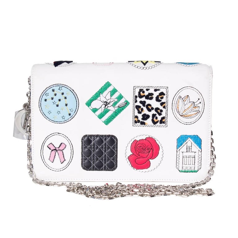 Christian Dior Leather Shoulder Bag with Patches For Sale at 1stDibs