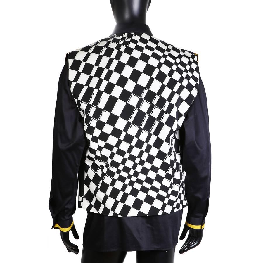 Black Versace Graphic Geometric Print Vest and Button Down Shirt  circa 1980s/1990s