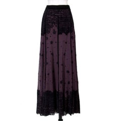 Jean Paul Gaultier Purple Mesh and Black Velvet Skirt circa 2000s